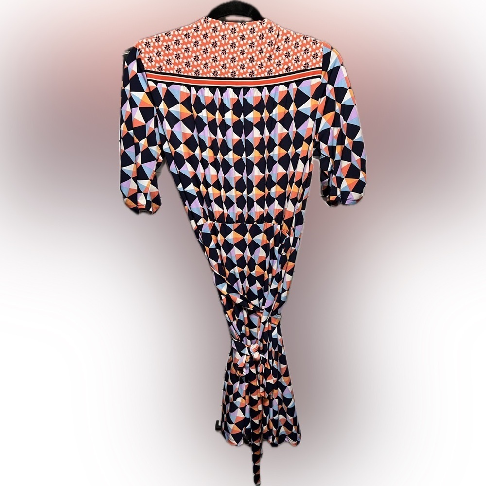 Donna Morgan Geometric Print wrap Dress (D3) - Picture 3 of 9